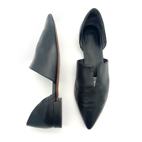 Vince Darlington Pointed Toe D’Orsay Flats Black Leather Designer Loafer Size 7 - Picture 16 of 16